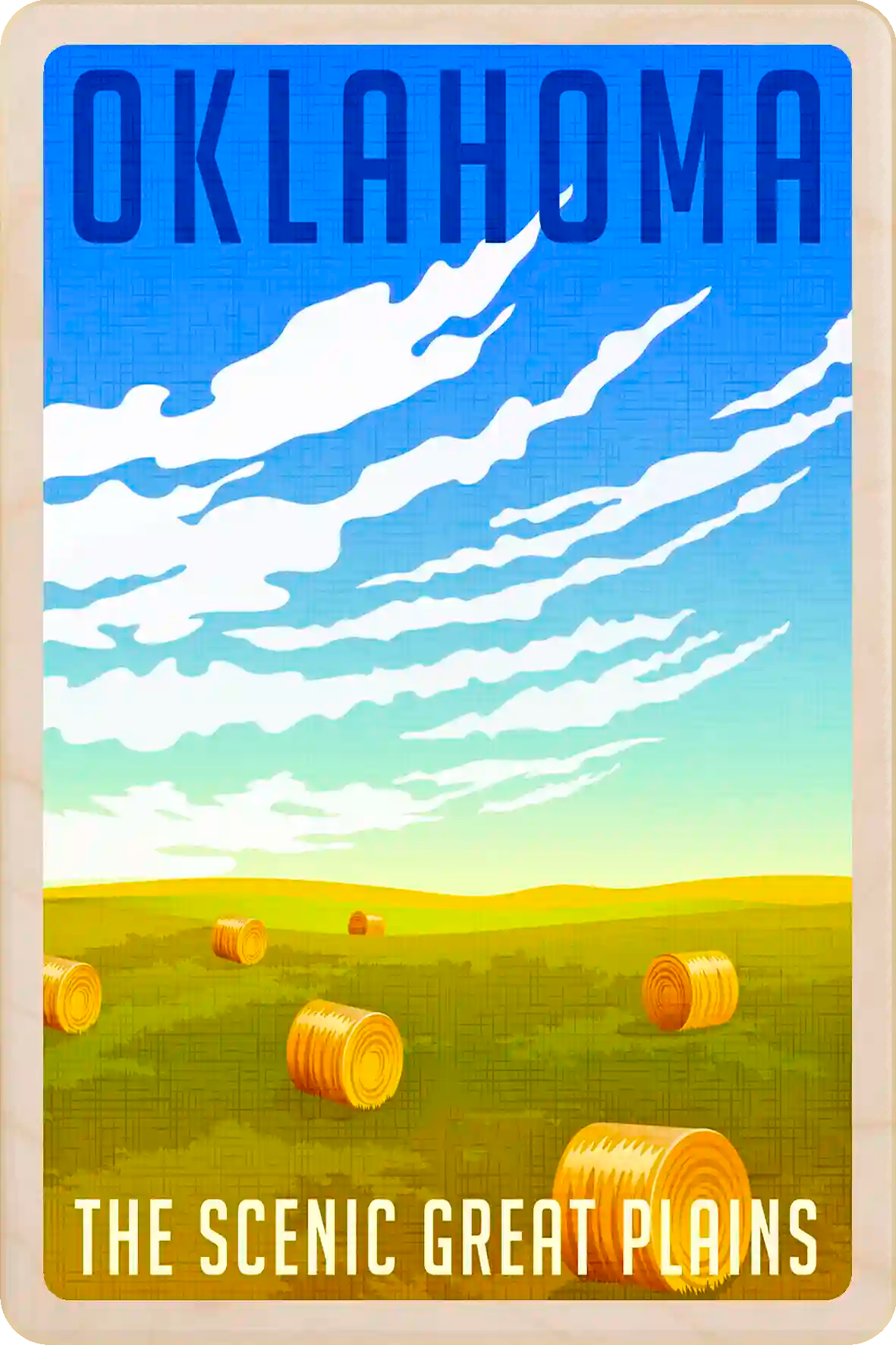 Oklahoma Travel Art Wooden Postcard to send, gift, and keep. The Wooden Postcard Company