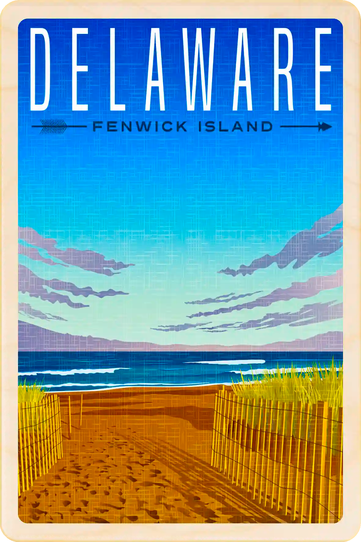 Delaware Travel Art Wooden Postcard to send, gift, and keep. The Wooden Postcard Company