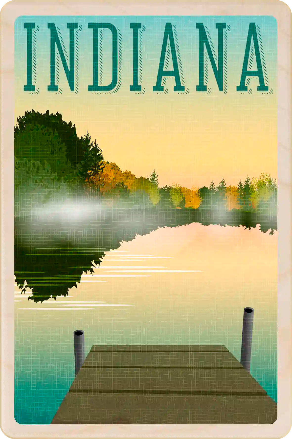 Indiana Travel Art Wooden Postcard to send, gift, and keep. The Wooden Postcard Company