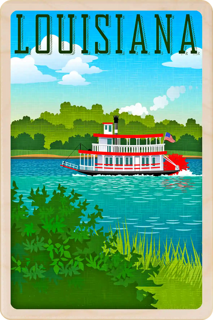 New Orleans, Louisiana Travel Art Wooden Postcard to send, gift, and keep. The Wooden Postcard Company