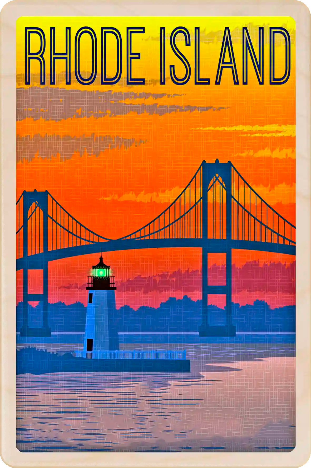 Rhode Island Travel Art Wooden Postcard to send, gift, and keep. The Wooden Postcard Company