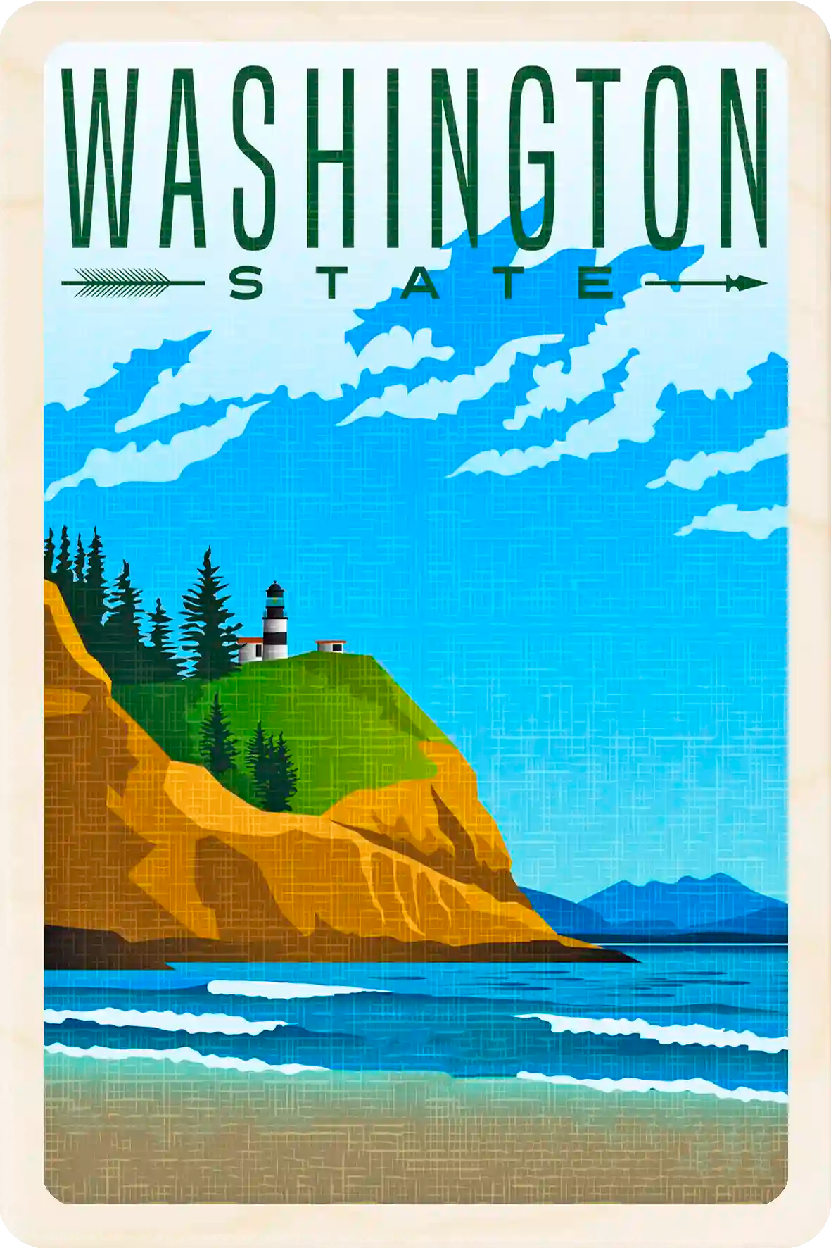 Washington State Travel Art Wooden Postcard to send, gift, and keep. The Wooden Postcard Company