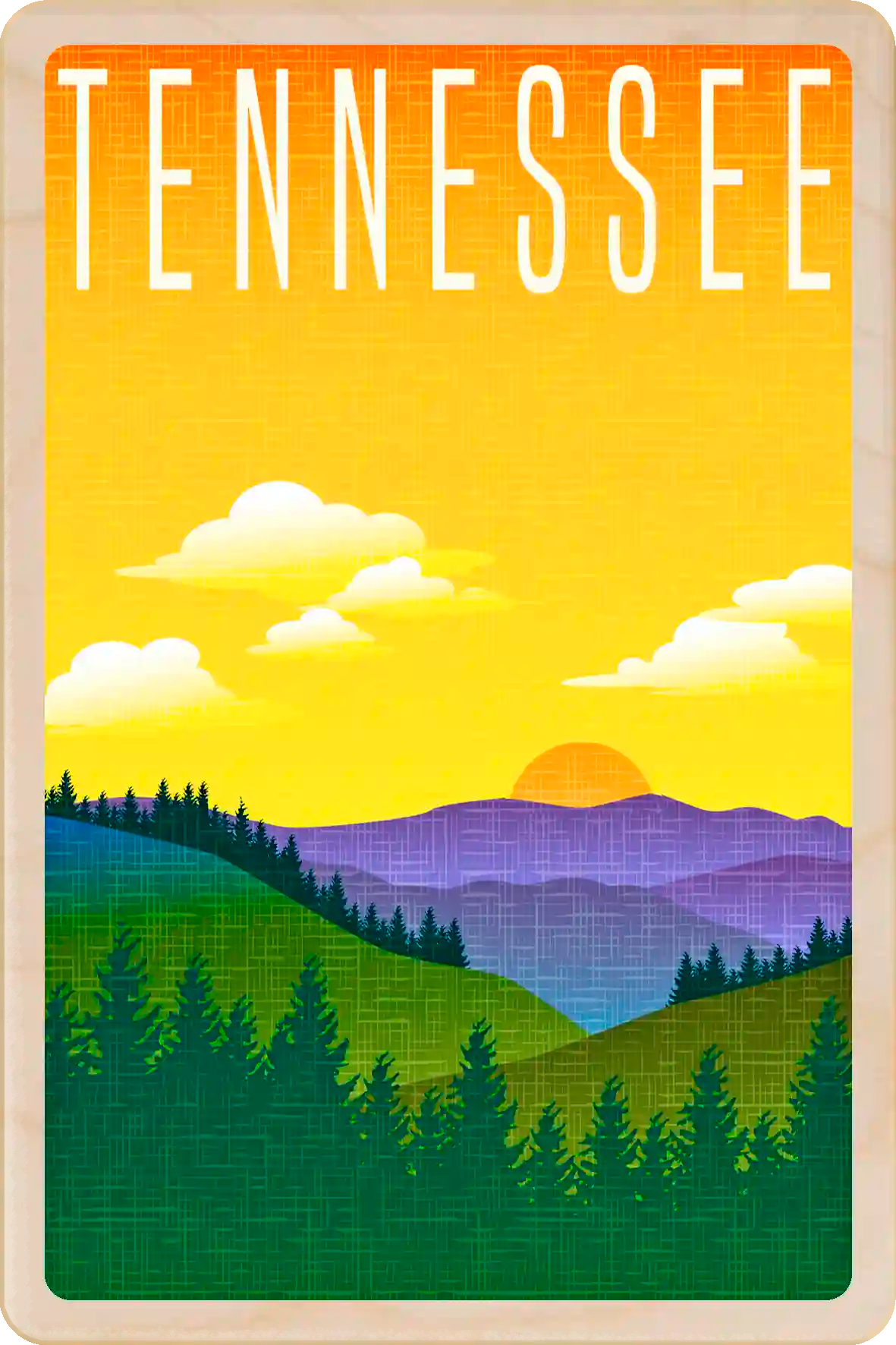 Tennessee Travel Art Wooden Postcard to send, gift, and keep. The Wooden Postcard Company
