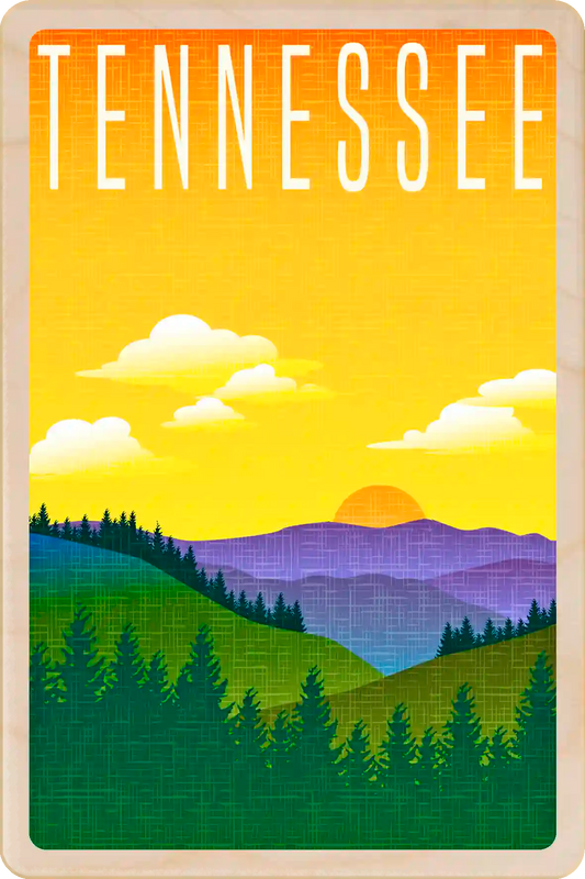 Tennessee Travel Art Wooden Postcard to send, gift, and keep. The Wooden Postcard Company