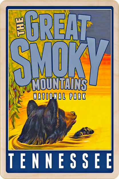 Great Smoky Mountains, Tennessee Travel Art Wooden Postcard to send, gift, and keep. The Wooden Postcard Company