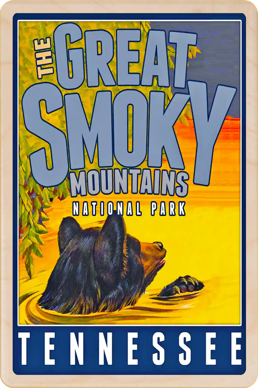 Great Smoky Mountains, Tennessee Travel Art Wooden Postcard to send, gift, and keep. The Wooden Postcard Company