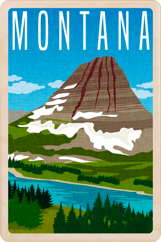Montana Travel Art Wooden Postcard to send, gift, and keep. The Wooden Postcard Company