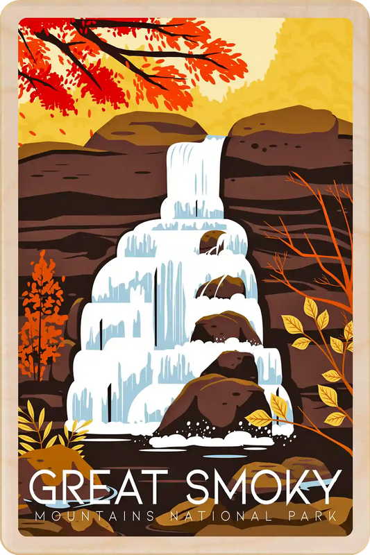 Great Smoky Mountains National Park, Tennessee Travel Art Wooden Postcard to send, gift, and keep. The wooden Postcard Company