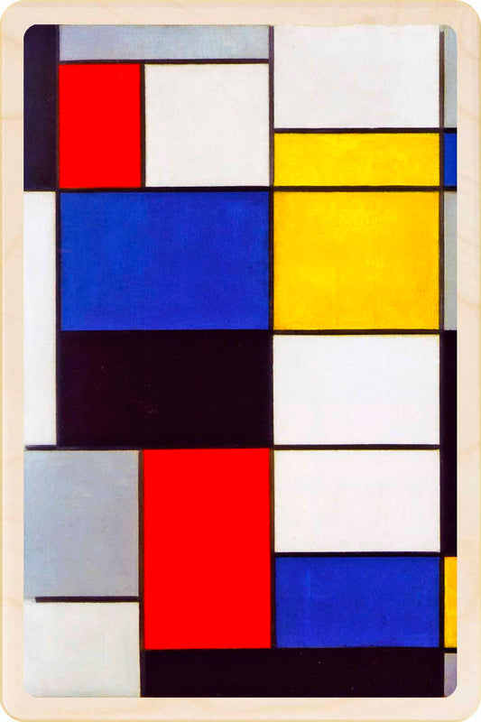 An iconic example of De Stijl abstraction, Mondrian’s Composition A - Wooden Postcard.

Write on the back with any pen and post worldwide with a standard stamp.&nbsp;