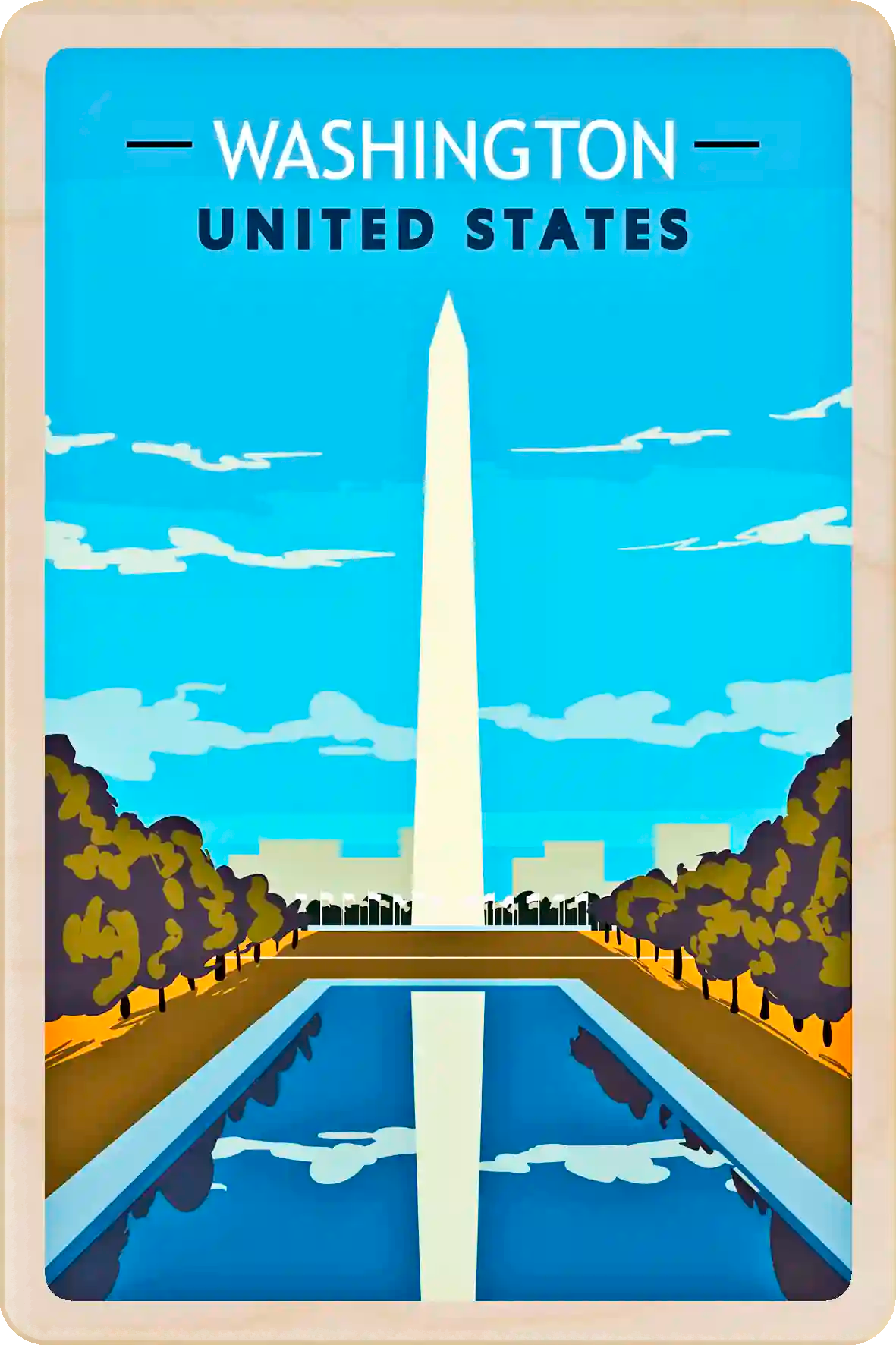 Washington DC Travel Art Wooden Postcard to send, gift, and keep. The Wooden Postcard Company