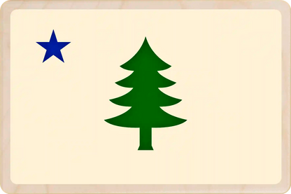 Maine Flag Wooden Postcard to send, gift, and keep. The Wooden Postcard Company