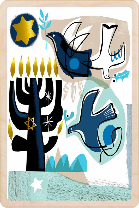 Hannukah card - Wooden Postcard

Original illustration printed on sustainable wood. A beautiful card to send and display.