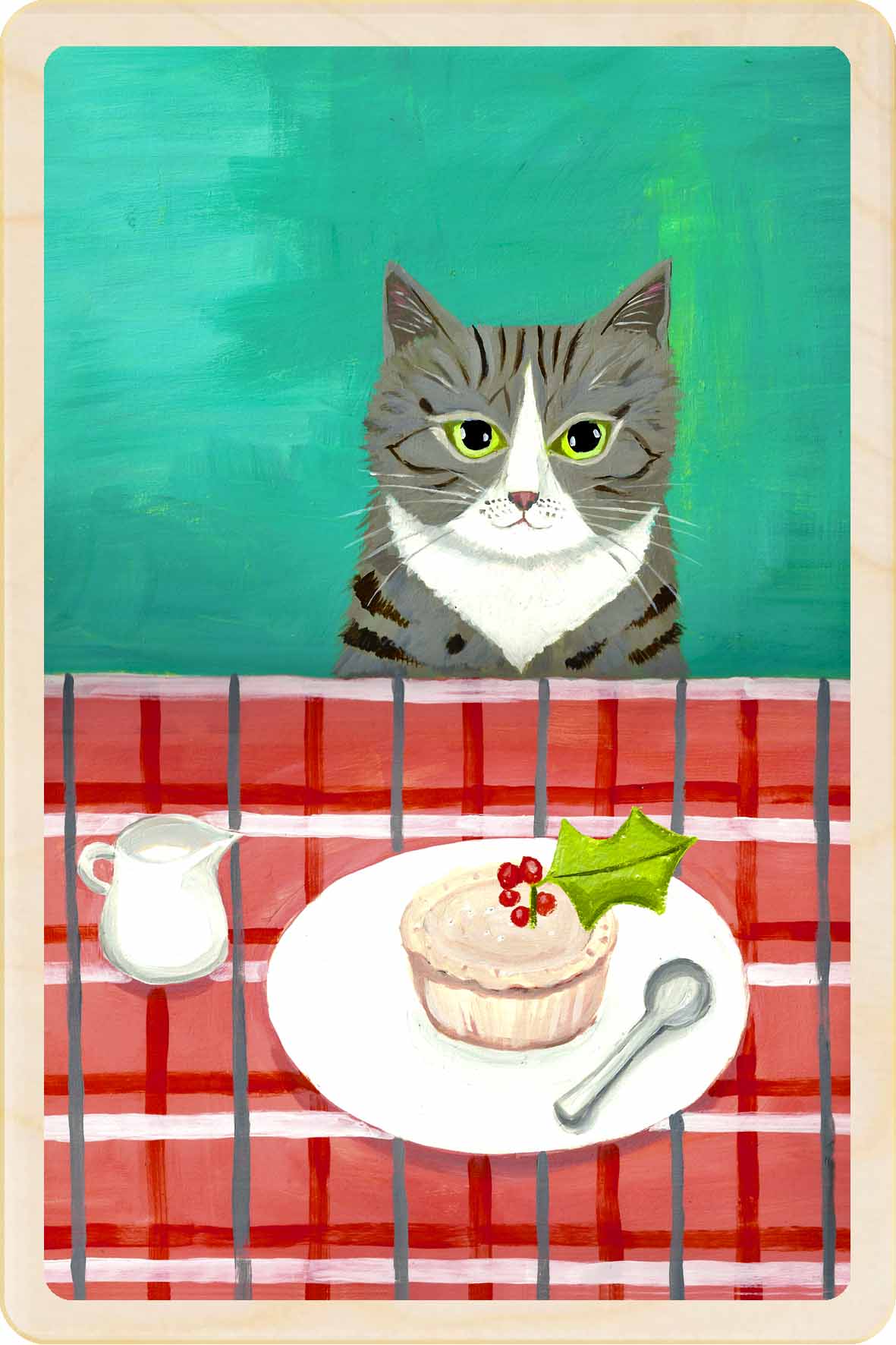 Table Cat – Christmas card - Wooden Postcard

Original Christmas illustration printed on sustainable wood. A beautiful card to send, display, or tuck into a stocking.