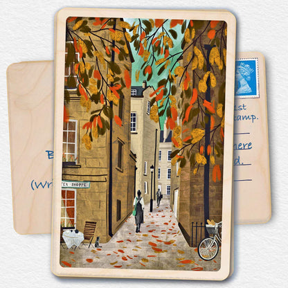 Autumn Walk - Sustainable card - Wooden Postcard

Illustration by Emy Lou Holmes, printed in Suffolk on sustainably sourced wood. Eco-friendly card to send, gift and display.
