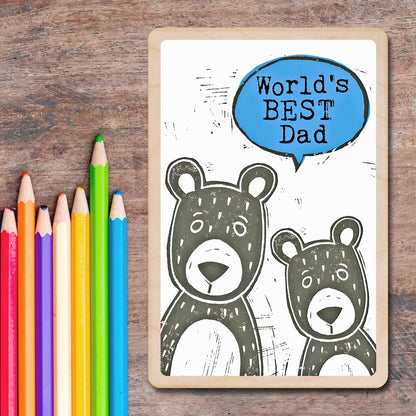 World's Best Dad - to send love. Made in Suffolk from sustainable wood since 2012.