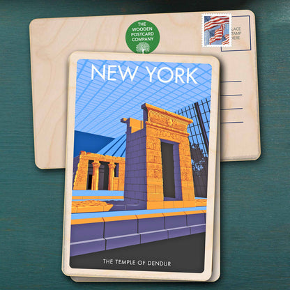 New York - Original&nbsp;illustration by Stephen Millership, printed in Suffolk on sustainable wood. A durable and display-worthy postcard—ideal to send, gift or collect.