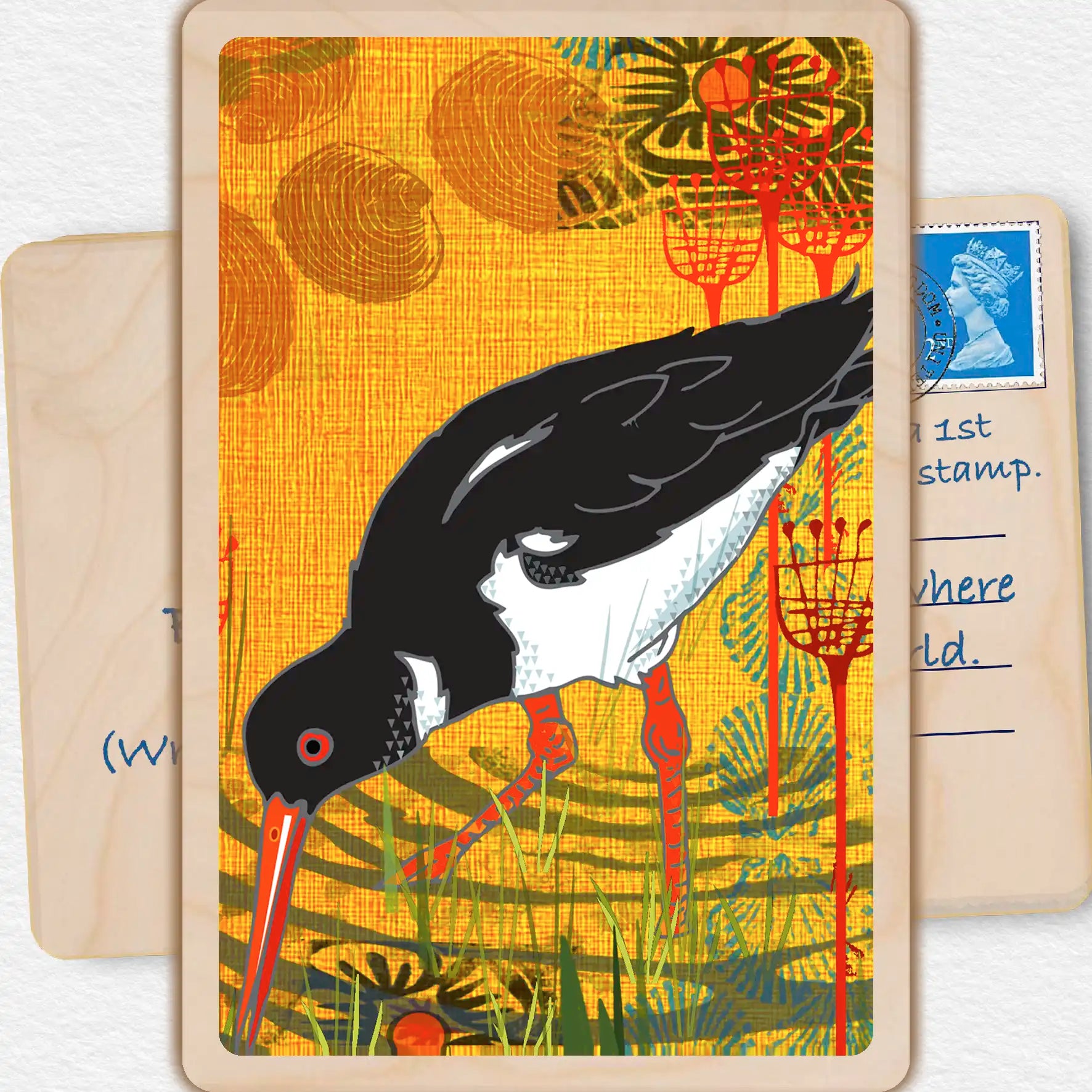 Plover, Wooden Postcard to send and to keep. The wooden Postcard Company