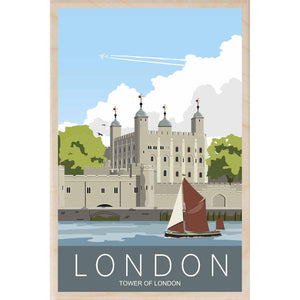 TOWER OF LONDON-[wooden_postcard]-[london_transport_museum]-[original_illustration]THE WOODEN POSTCARD COMPANY